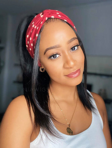 Headband Wig Silky Straight Human Hair Machine Made Wigs